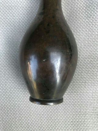 Fine quality 19th century small Chinese bronze vase - Silver rim - Great Patina 5