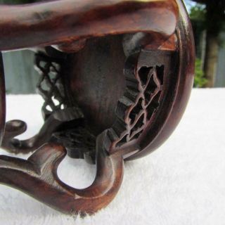 Antique / Vintage Chinese Carved Hardwood Stand for Bowl / Vase 6