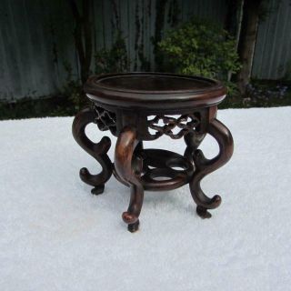 Antique / Vintage Chinese Carved Hardwood Stand for Bowl / Vase 8