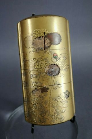 QUALITY ANTIQUE JAPANESE MEIJI GOLD LACQUER 6 CASE SHIBAYAMA INRO LOSSES 2