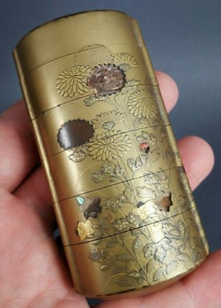 QUALITY ANTIQUE JAPANESE MEIJI GOLD LACQUER 6 CASE SHIBAYAMA INRO LOSSES 3