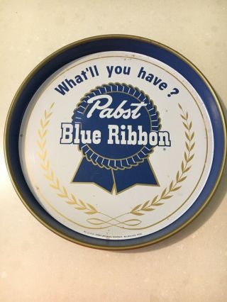 Vintage.  Pabst Blue Ribbon Beer Metal Tray “what’ll You Have?”