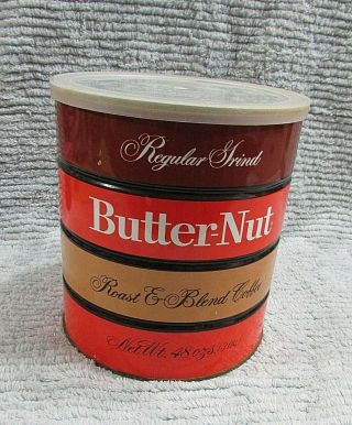 Vintage Butter Nut Roast Coffee Old 3 Lb Tin Can W Maxwell House Lid S/h