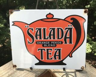 Vintage Salada Tea Porcelain Sign Food,  Beverage,  Kitchen Country Store