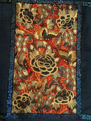 Chinese19thc Embroidered Gold Thread Couching Forbidden Stitch Skirt Pannels 4