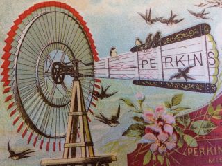 Perkins Wind Mill & Ax Co Mishawaka IND.  Victorian Advertising Trade Card c.  1900 3