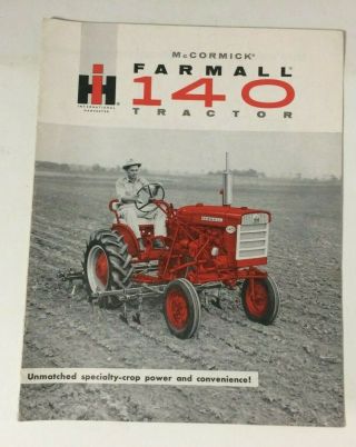 Ih Mccormick Deering Farmall 140 Tractor Accessories & Implements Brochure Vtg.