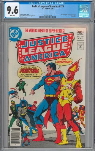 Justice League Of America 179 Cgc 9.  6 Nm,  Firestorm Joins Jla White Pages