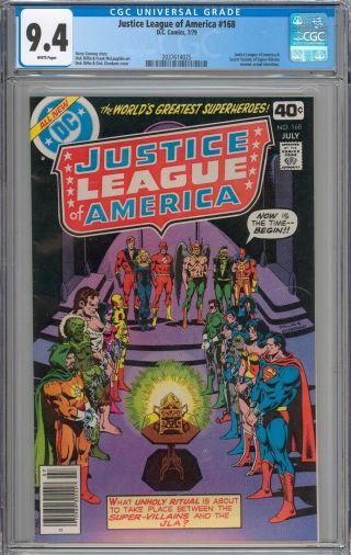 Justice League Of America 168 Cgc 9.  4 Nm White Pages