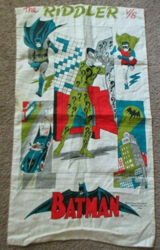 Vintage Batman 1966 Banner Cloth Fabric The Riddler Vs Comic Book Art Hanging