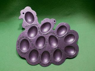 Vintage 1976 Pewter Chicken / Hen & Chick Egg Serving Tray With Folksy Sayings.