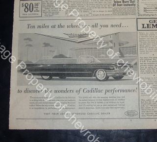 1960 Cadillac Convertible 8x9 " Newspaper Ad & Pontiac Convert Ad On Back