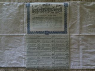 1942 State Bank Of South Australia 100 Pound Debenture Scrip No 1