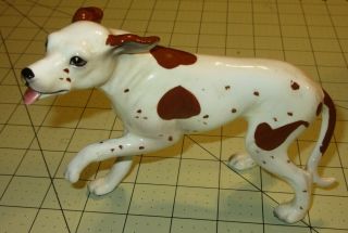 Vintage Lefton Pointer Hunting Dog Figure,  Figurine Japan 9446,  White,  Red Spots