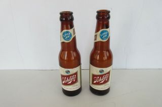 Two Vintage " Little Joe " Schlitz 7 Ounce Beer Bottles 1969