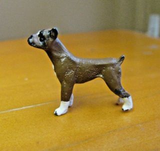 Enameled Lead Miniature Boxer Dog Vintage Estate Figurine