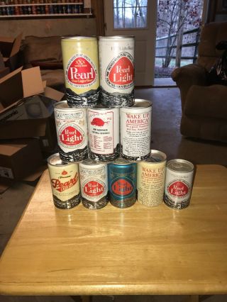 10 Different Vintage Pearl Beer Cans