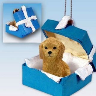Goldendoodle Gift Box Blue Ornament