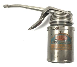 Vintage Plews No.  52 Oil Can Oiler Finger Pump With Fixed Spout.