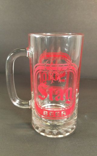 Vintage Glass Advertising Stag Beer Heavy Glass Mug 6 "