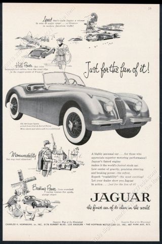 1954 Jaguar Xk120 Sports Car Photo Just For The Fun Of It Vintage Print Ad