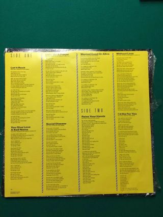 Bon Jovi Slippery When Wet Vinyl LP dated 1986 NM 4
