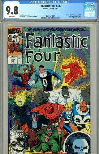 Fantastic Four 349 Cgc Graded 9.  8 - Second Highest - Spider - Man,  Hulk,  Wolv X - Over