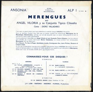 ANGEL VILORIA Y SU CONJUNTO TIPICO CIBAENO - Merengues Volume 1 - 25 cm / 10 