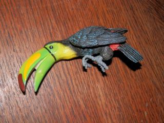 Hand Painted 5 " Ceramic Bird Parrot Toucan Figurine Plant Sitter