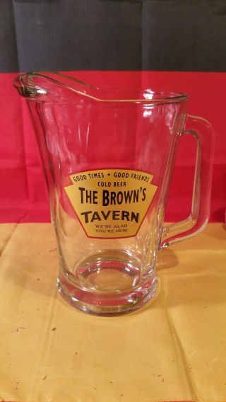 Large Glass Beer Pitcher " The Brown 
