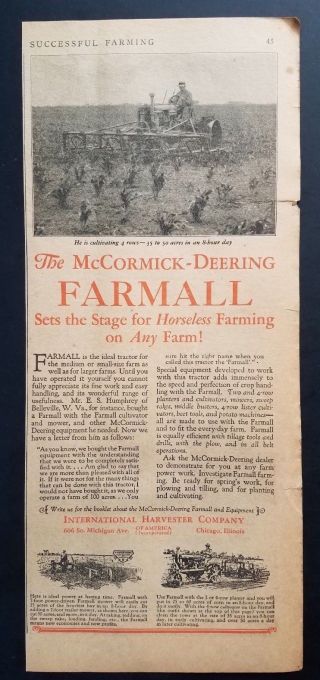 International Harvester Farmall Tractors 1928 Vintage Print Ad Equipment Farm