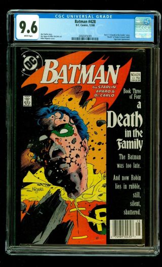 Batman 428 Cgc 9.  6 Dc Nm,  Key Death Of Robin Jason Todd Newsstand
