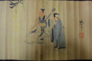 Old Chinese Very Long Scroll Hand Painting Scholars " Zhangdaqian " Marks