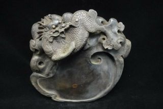 2.  9kg Very Heavy Fine Old Chinese Hand Carving Kylin Ink Stone Inkslab Mark