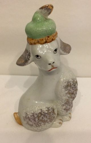 Vintage Spaghetti Poodle Dog Porcelain Figurine W/hat Made In Japan