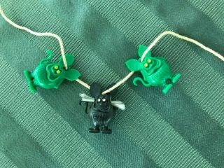 Vintage Black Rat Fink Charm Full Mustache Whiskers And 2 Green Ed Roth Gumball
