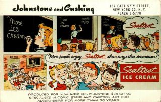 Johnstone And Cushing Sealtest Ice Cream Advertising Comic Vintage Postcard