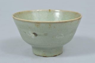 S7307: Korean Goryeo Celadon Bird Cloud Inlay Tea Bowl Green Tea Tool