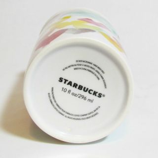 Starbucks White Ceramic Tumbler Watercolor Hearts with lid 10 ounces 3