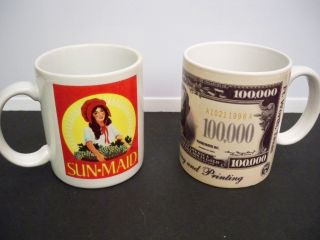 2 Collectible Mugs  Bureau Of Engraving And Printing " And  Sunmaid Raisin