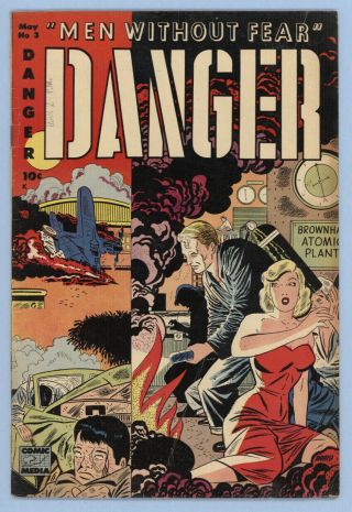 Danger 3 Vg/fn Don Heck Pete Morisi Pre - Code Crime Comic Media Golden Age 1953