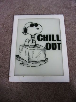 Vintage 11 X 14 " Snoopy Glass Chill Out Picture