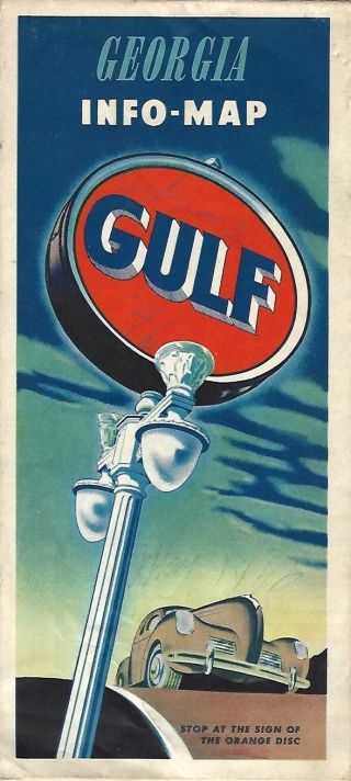1952 Gulf Oil Road Map Georgia Atlanta Southeastern United States Rand Mcnally