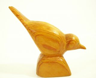 Hand Carved Wood Bird Figurine Figure Folk Art Primitive Sparrow Grain