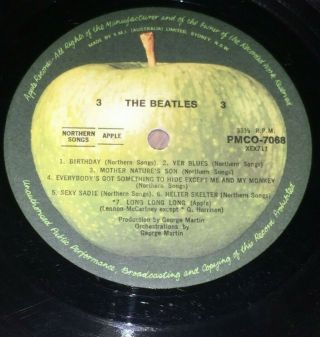 THE BEATLES:White Album.  VERY RARE Aussie/OZ MONO Apple PMCO - 7067 - 1968 - 4