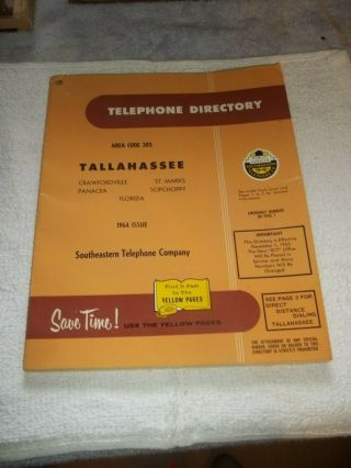 Tallahassee Florida Phone Book 1964 Includes Yellow Pages,  Party Line Help,  More