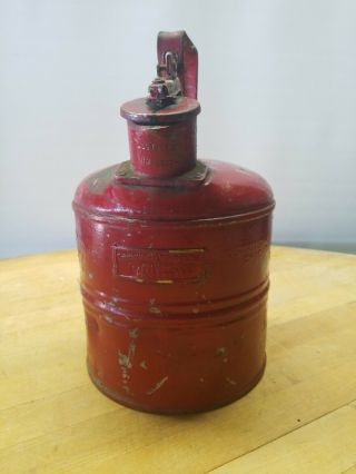 Vintage Underwriters Laboratories Inc Red Safety Can Gas Gasoline Oil Galvanized