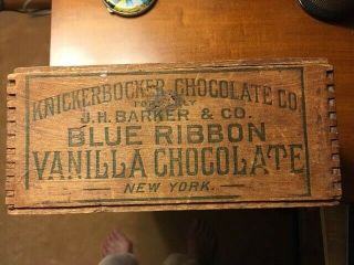 Box,  Wooden,  Knickerbocker Chocolate Co.  Jh Barker & Co.  Hinged Top
