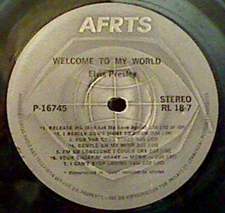 Elvis Presley Afrts Welcome To My World Excerpts Armed Forces Radio Pressing