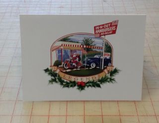 Vintage In - N - Out Burger Legends Christmas Card Santa On Old Indian Motorcycle